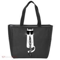 Funny Cat Wearing Sunglasses Playing Oboe Tote Bag thumb 0