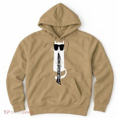 Funny Cat Wearing Sunglasses Playing Oboe Hoodie