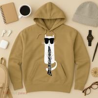 Funny Cat Wearing Sunglasses Playing Oboe Hoodie thumb 3