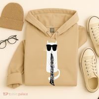 Funny Cat Wearing Sunglasses Playing Oboe Hoodie thumb 4