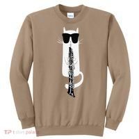 Funny Cat Wearing Sunglasses Playing Oboe Sweatshirt thumb 0