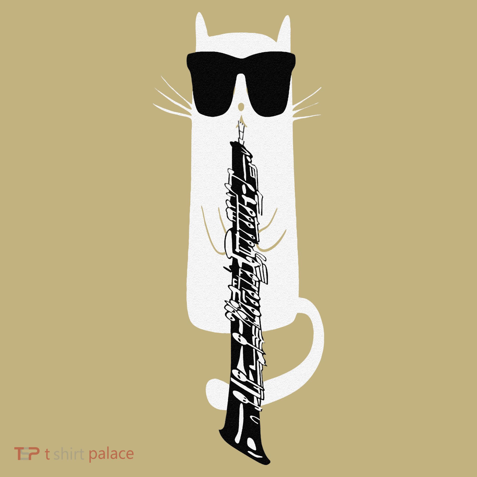 Funny Cat Wearing Sunglasses Playing Oboe Sweatshirt