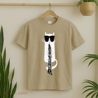Funny Cat Wearing Sunglasses Playing Oboe T-Shirt thumb 2