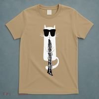 Funny Cat Wearing Sunglasses Playing Oboe T-Shirt thumb 5