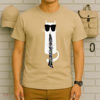 Funny Cat Wearing Sunglasses Playing Oboe T-Shirt thumb 6