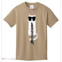 Funny Cat Wearing Sunglasses Playing Oboe Kids T-Shirt thumb 0