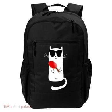 Funny Cat Wearing Sunglasses Playing Ping Pong Backpack