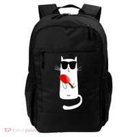 Funny Cat Wearing Sunglasses Playing Ping Pong Backpack thumb 0