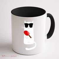 Funny Cat Wearing Sunglasses Playing Ping Pong Coffee Mug thumb 1