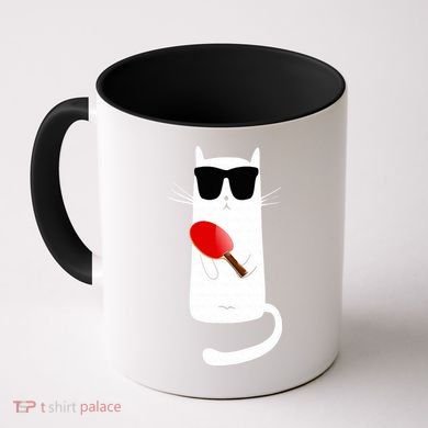 Funny Cat Wearing Sunglasses Playing Ping Pong Coffee Mug