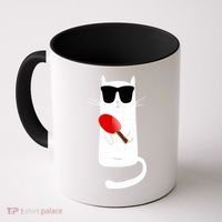 Funny Cat Wearing Sunglasses Playing Ping Pong Coffee Mug thumb 0