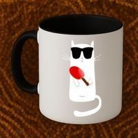 Funny Cat Wearing Sunglasses Playing Ping Pong Coffee Mug thumb 2