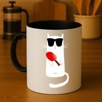 Funny Cat Wearing Sunglasses Playing Ping Pong Coffee Mug thumb 4