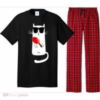 Funny Cat Wearing Sunglasses Playing Ping Pong Pajama Set thumb 0