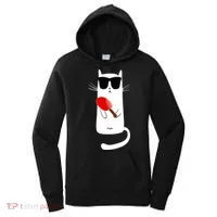 Funny Cat Wearing Sunglasses Playing Ping Pong Women's Hoodie thumb 0