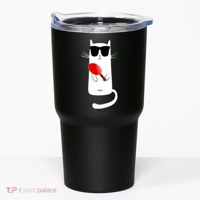 Funny Cat Wearing Sunglasses Playing Ping Pong Tumbler