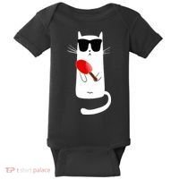 Funny Cat Wearing Sunglasses Playing Ping Pong Baby Bodysuit thumb 0