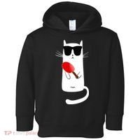 Funny Cat Wearing Sunglasses Playing Ping Pong Toddler Hoodie thumb 0