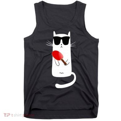 Funny Cat Wearing Sunglasses Playing Ping Pong Tank Top
