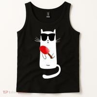 Funny Cat Wearing Sunglasses Playing Ping Pong Tank Top thumb 2