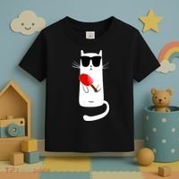 Funny Cat Wearing Sunglasses Playing Ping Pong Toddler T-Shirt thumb 3