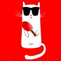 Funny Cat Wearing Sunglasses Playing Ping Pong Santa Hat thumb 1