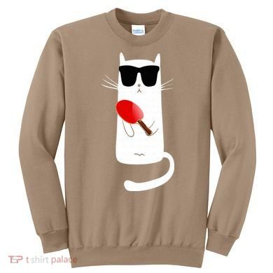 Funny Cat Wearing Sunglasses Playing Ping Pong Sweatshirt