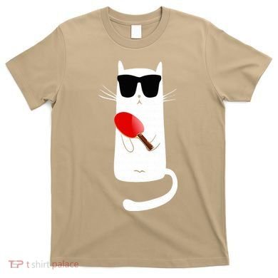 Funny Cat Wearing Sunglasses Playing Ping Pong T-Shirt