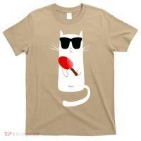 Funny Cat Wearing Sunglasses Playing Ping Pong T-Shirt thumb 0