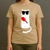 Funny Cat Wearing Sunglasses Playing Ping Pong T-Shirt thumb 4