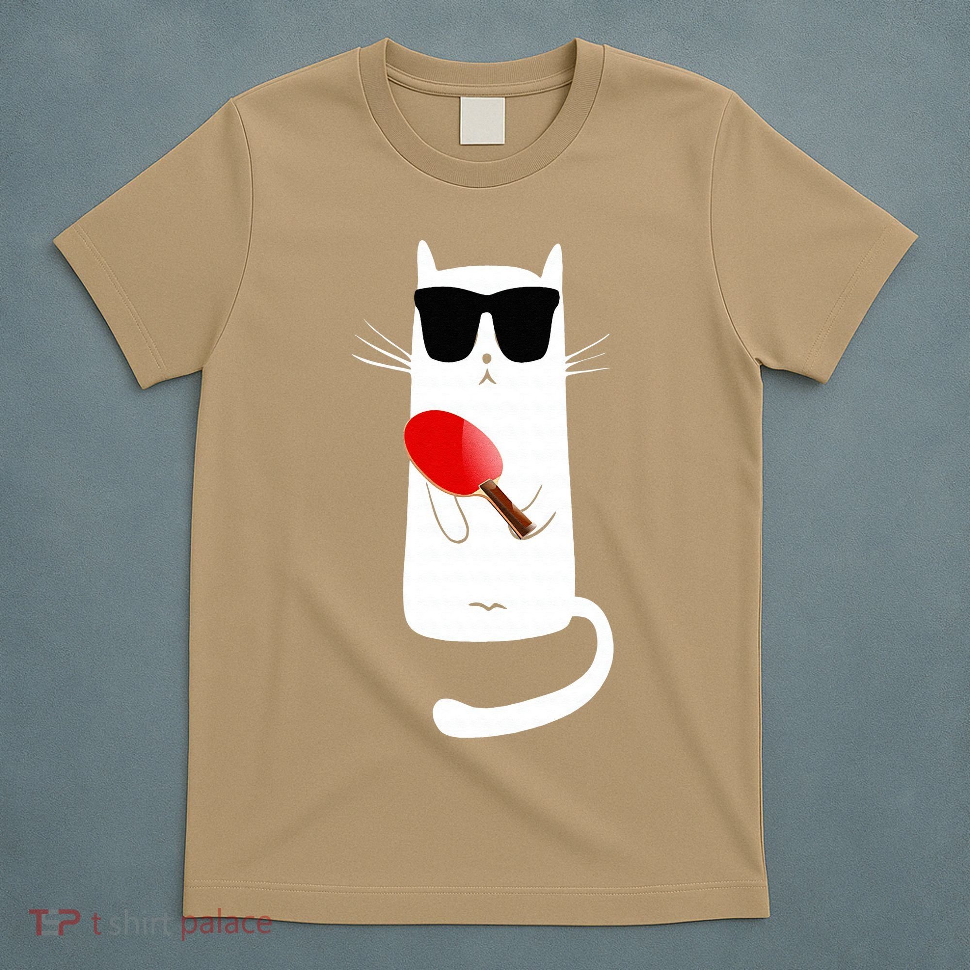Funny Cat Wearing Sunglasses Playing Ping Pong T-Shirt