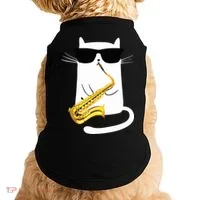 Funny Cat Wearing Sunglasses Playing Saxophone Doggie Tank thumb 0