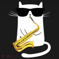 Funny Cat Wearing Sunglasses Playing Saxophone Apron thumb 3