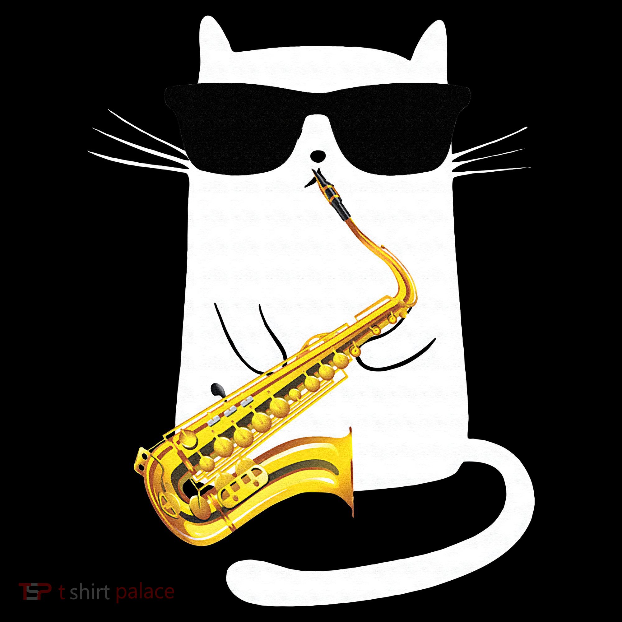 Funny Cat Wearing Sunglasses Playing Saxophone Apron