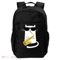 Funny Cat Wearing Sunglasses Playing Saxophone Backpack thumb 0