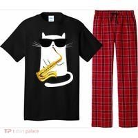 Funny Cat Wearing Sunglasses Playing Saxophone Pajama Set thumb 0
