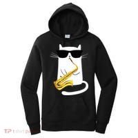 Funny Cat Wearing Sunglasses Playing Saxophone Women's Hoodie thumb 0