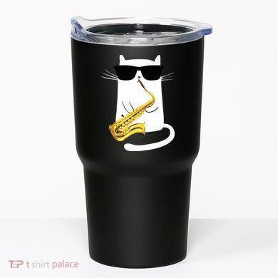 Funny Cat Wearing Sunglasses Playing Saxophone Tumbler