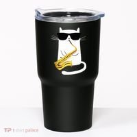 Funny Cat Wearing Sunglasses Playing Saxophone Tumbler thumb 0