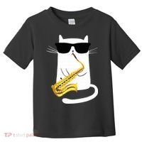 Funny Cat Wearing Sunglasses Playing Saxophone Toddler T-Shirt thumb 0