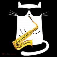Funny Cat Wearing Sunglasses Playing Saxophone Kids Sweatshirt thumb 2