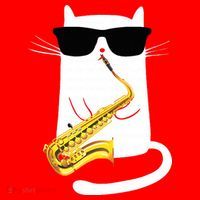 Funny Cat Wearing Sunglasses Playing Saxophone Santa Hat thumb 1