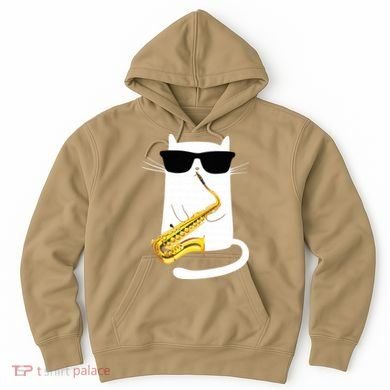 Funny Cat Wearing Sunglasses Playing Saxophone Hoodie