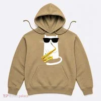 Funny Cat Wearing Sunglasses Playing Saxophone Hoodie thumb 0