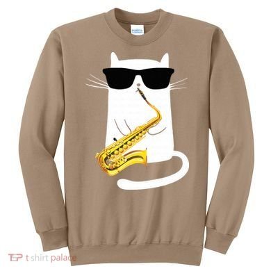 Funny Cat Wearing Sunglasses Playing Saxophone Sweatshirt
