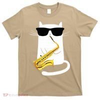 Funny Cat Wearing Sunglasses Playing Saxophone T-Shirt thumb 0