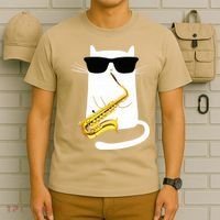 Funny Cat Wearing Sunglasses Playing Saxophone T-Shirt thumb 6