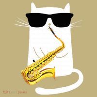 Funny Cat Wearing Sunglasses Playing Saxophone Kids T-Shirt thumb 2
