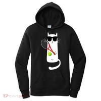 Funny Cat Wearing Sunglasses Playing Tennis Sport Women's Hoodie thumb 0