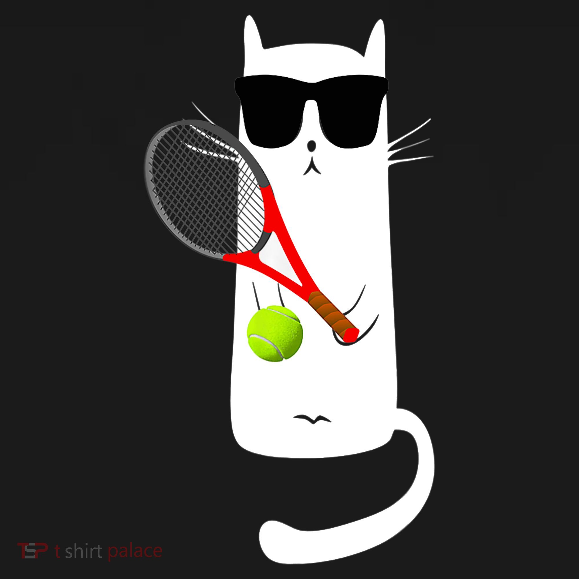 Funny Cat Wearing Sunglasses Playing Tennis Sport Women's Hoodie